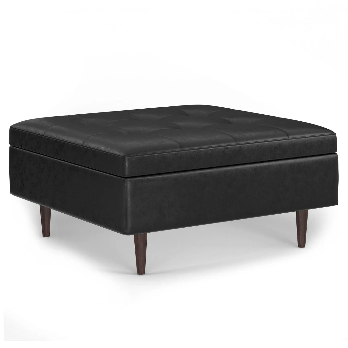 Shay black faux-leather storage ottoman mid-century legs by Unique Piece Furniture Garden on Tampa Home & Garden Store