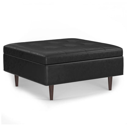 Shay black faux-leather storage ottoman mid-century legs by Unique Piece Furniture Garden on Tampa Home & Garden Store
