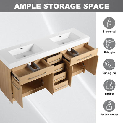 Freestanding Vanity With Resin Sink and Drawers