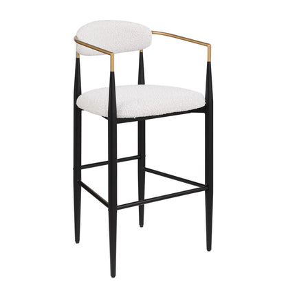 Beige Upholstered Bar Stools For Kitchen Island