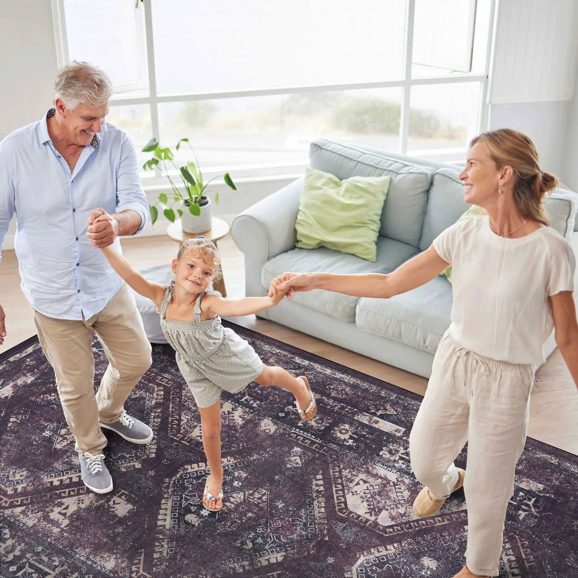 Maval Washable Rug, dark purple geometric area rug for living room, Unique Piece Furniture on Tampa Home & Garden Store