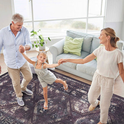 Maval Washable Rug, dark purple geometric area rug for living room, Unique Piece Furniture on Tampa Home & Garden Store
