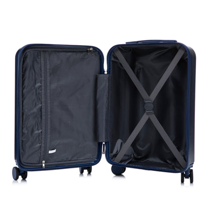14'/20' 2-Piece ABS Spinner Wheel Luggage Set by HouseOfZazla navy with interior mesh pockets on Tampa Home & Garden Store