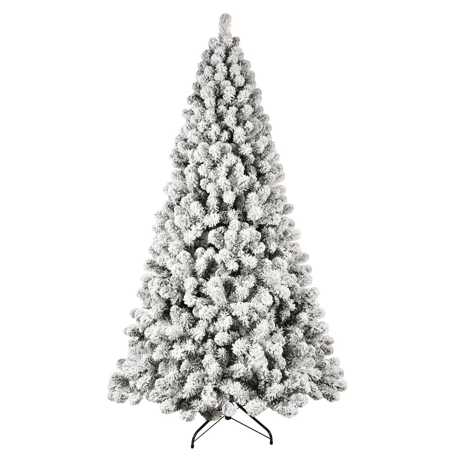 9-Foot Pre-Lit Snow-Flocked Christmas Tree HouseOfZazla with metal stand on Tampa Home & Garden Store