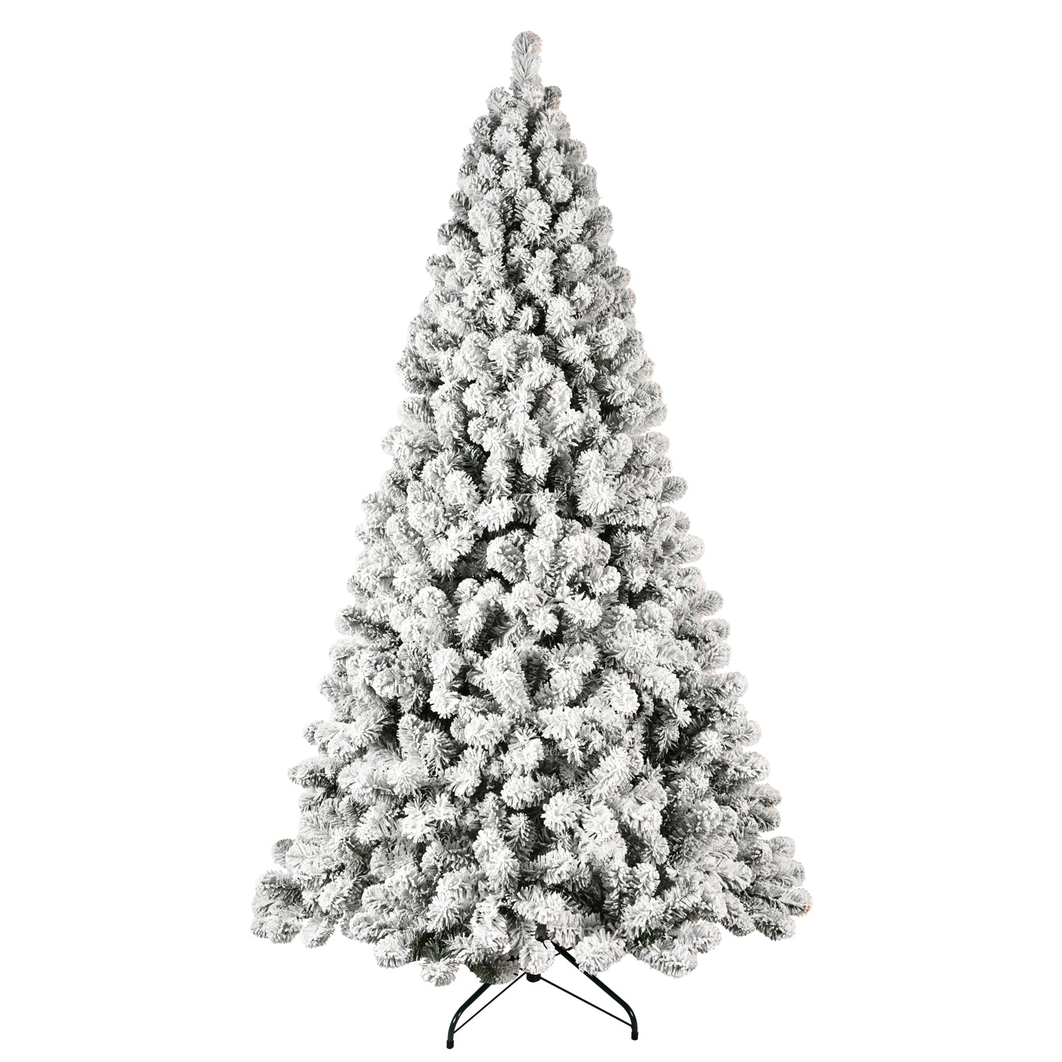 9-Foot Pre-Lit Snow-Flocked Christmas Tree HouseOfZazla with metal stand on Tampa Home & Garden Store