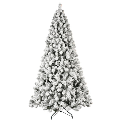 9-Foot Pre-Lit Snow-Flocked Christmas Tree HouseOfZazla with metal stand on Tampa Home & Garden Store