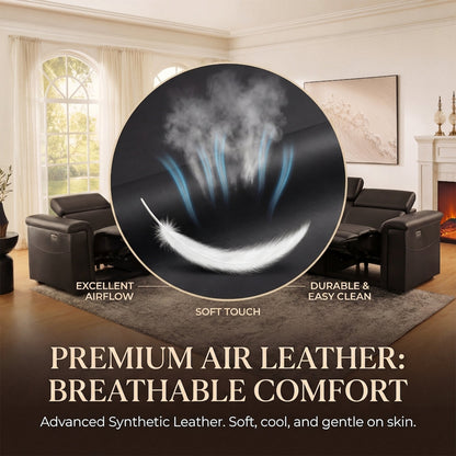 5 Seater L Shaped Recliner Sofa with Air Leather