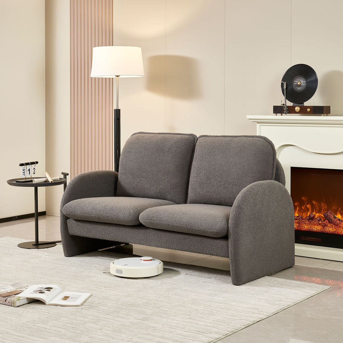Loveseat sofa sherpa gray by HouseOfZazla, compact small couch for apartment living room on Tampa Home & Garden Store