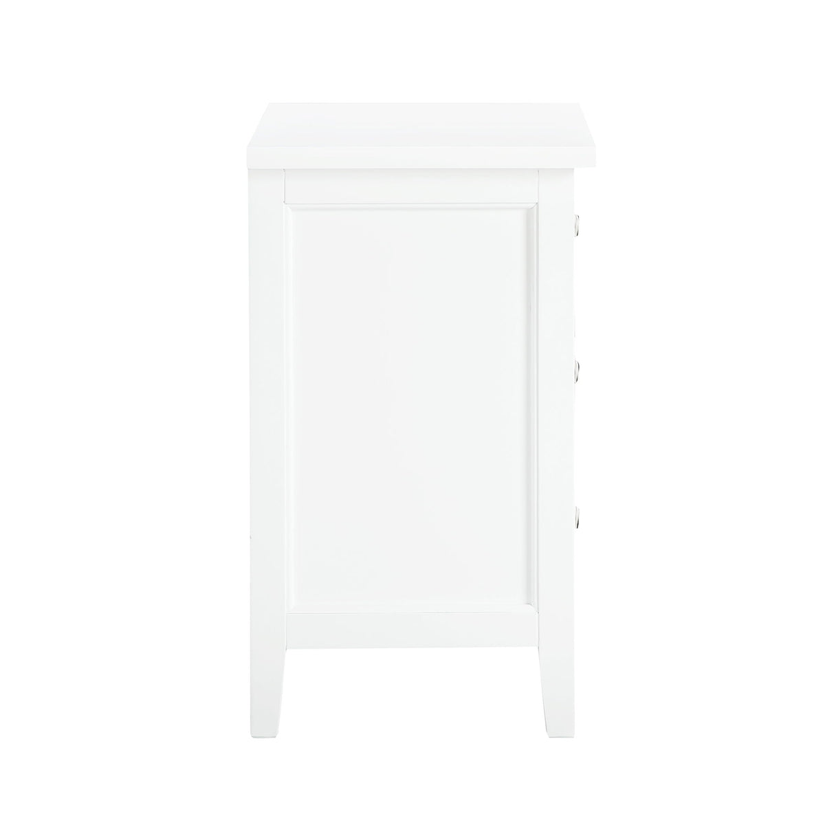 3 Drawer Nightstand with Metal Glides, white finish, HouseOfZazla accent nightstand on Tampa Home & Garden Store