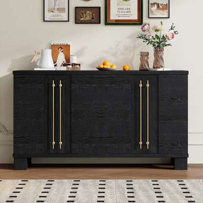 Sideboard with adjustable shelves in black wood with gold bar handles by Unique Piece Furniture on Tampa Home & Garden Store