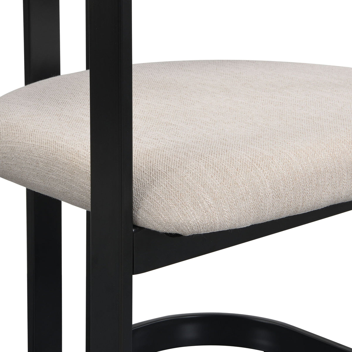 Upholstered dining armchairs set of 2 with beige cushion and black frame on Tampa Home & Garden Store