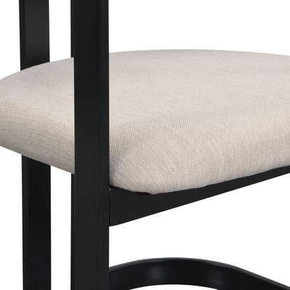Upholstered dining armchairs set of 2 with beige cushion and black frame on Tampa Home & Garden Store