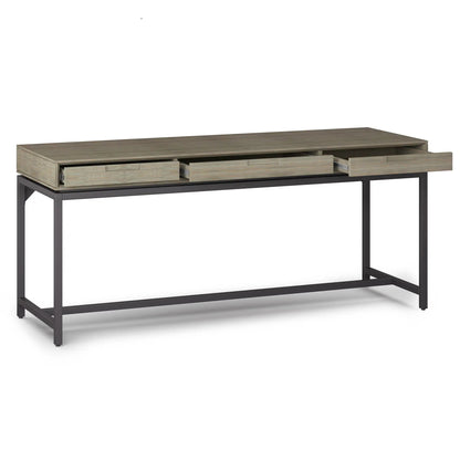 Banting mid-century wide desk handcrafted, light wood finish with black metal frame and drawers on Tampa Home & Garden Store