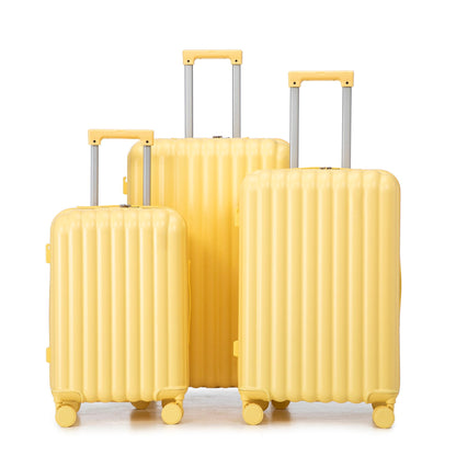 Yellow 3-piece hard-shell spinner luggage set (20/24/28) with adjustable handles and 360° wheels on Tampa Home & Garden Store