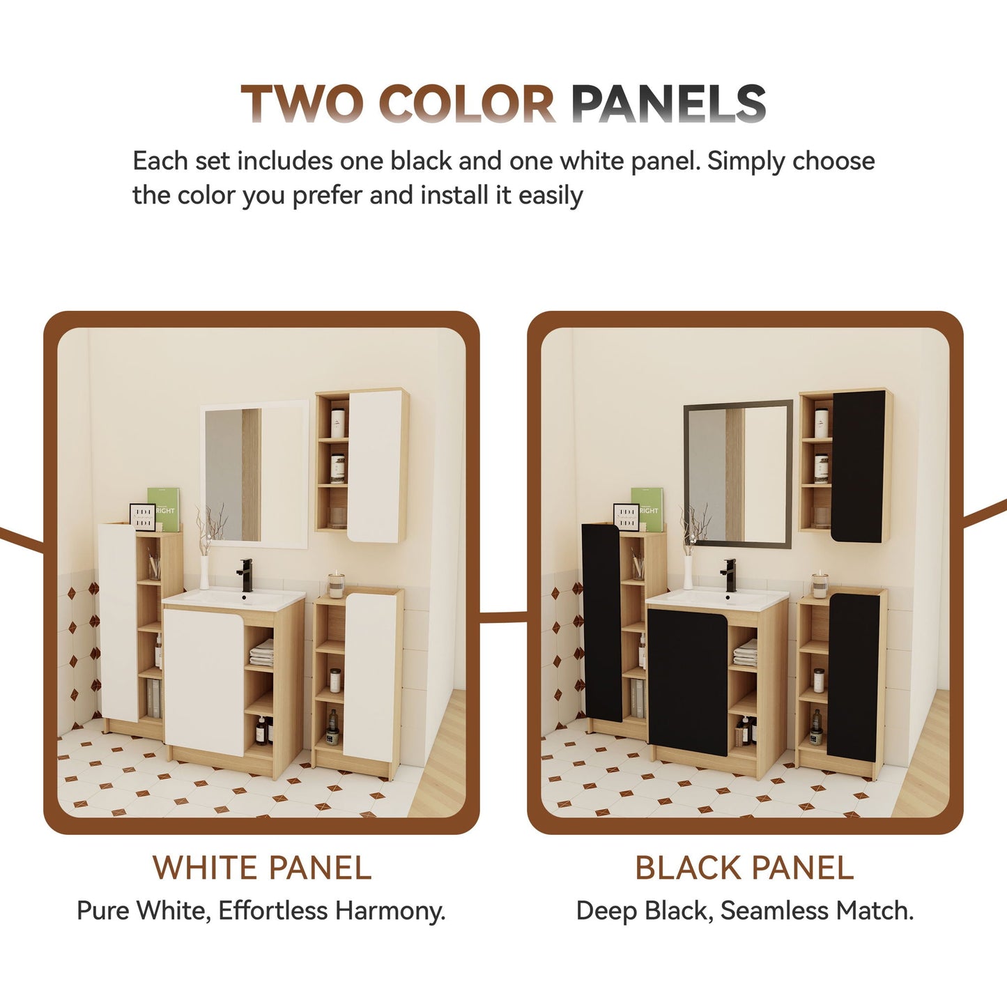 4 Piece Bathroom Vanity Set with Sink, storage by HouseOfZazla, white & black panels on Tampa Home & Garden Store