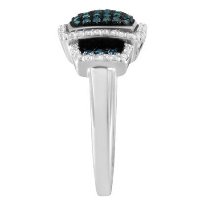 Black rhodium plated ring with blue and white diamonds square halo 1/2 cttw size 6 Bids.com on Tampa Home & Garden Store