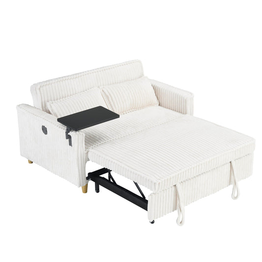 Pull Out Sofa With Movable Table and Usb Ports