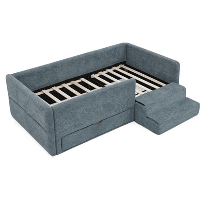 Sturdy Wood Kids Bed with Guardrails and Storage