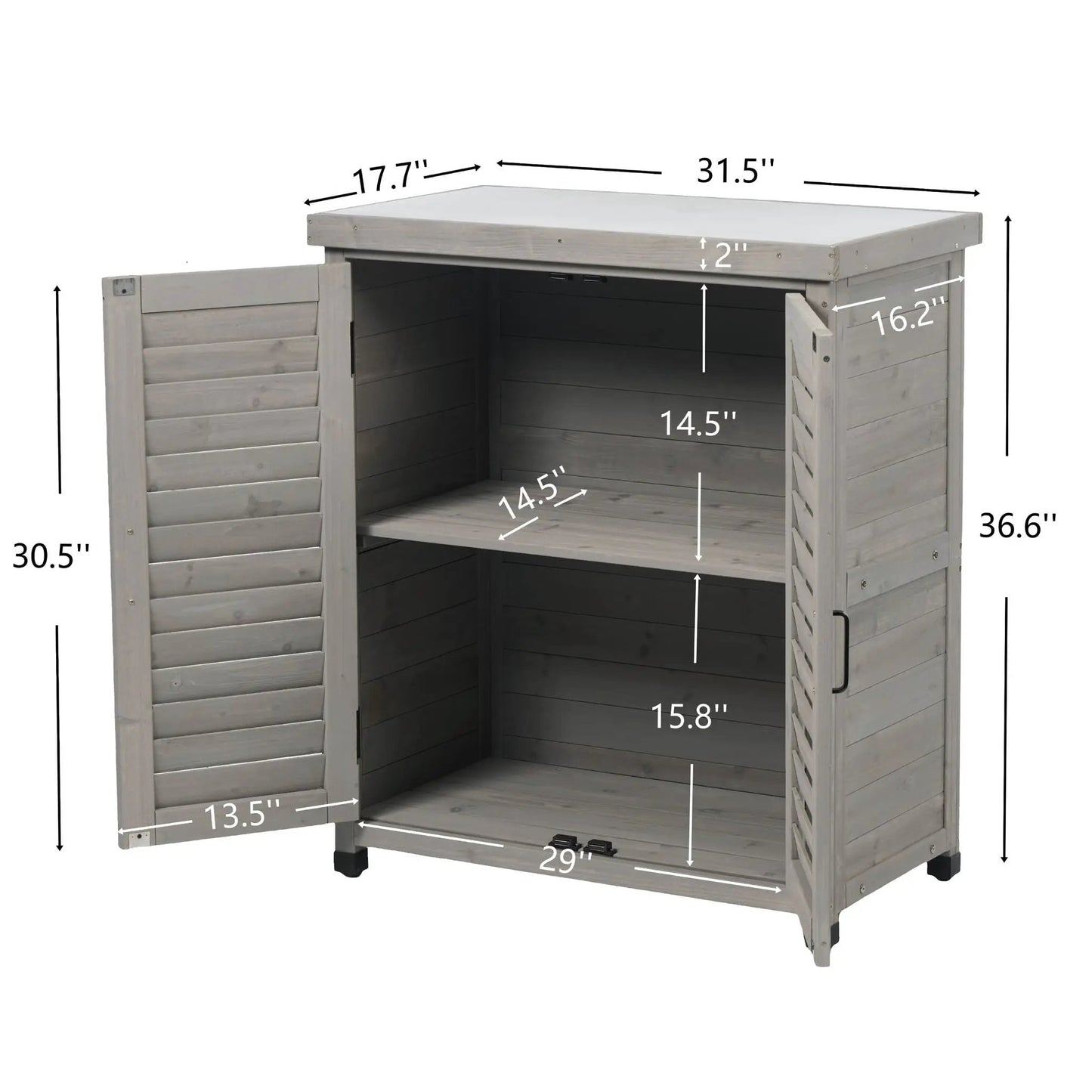 Potting bench with storage cabinet and metal top in weathered gray by Unique Piece Furniture on Tampa Home & Garden Store