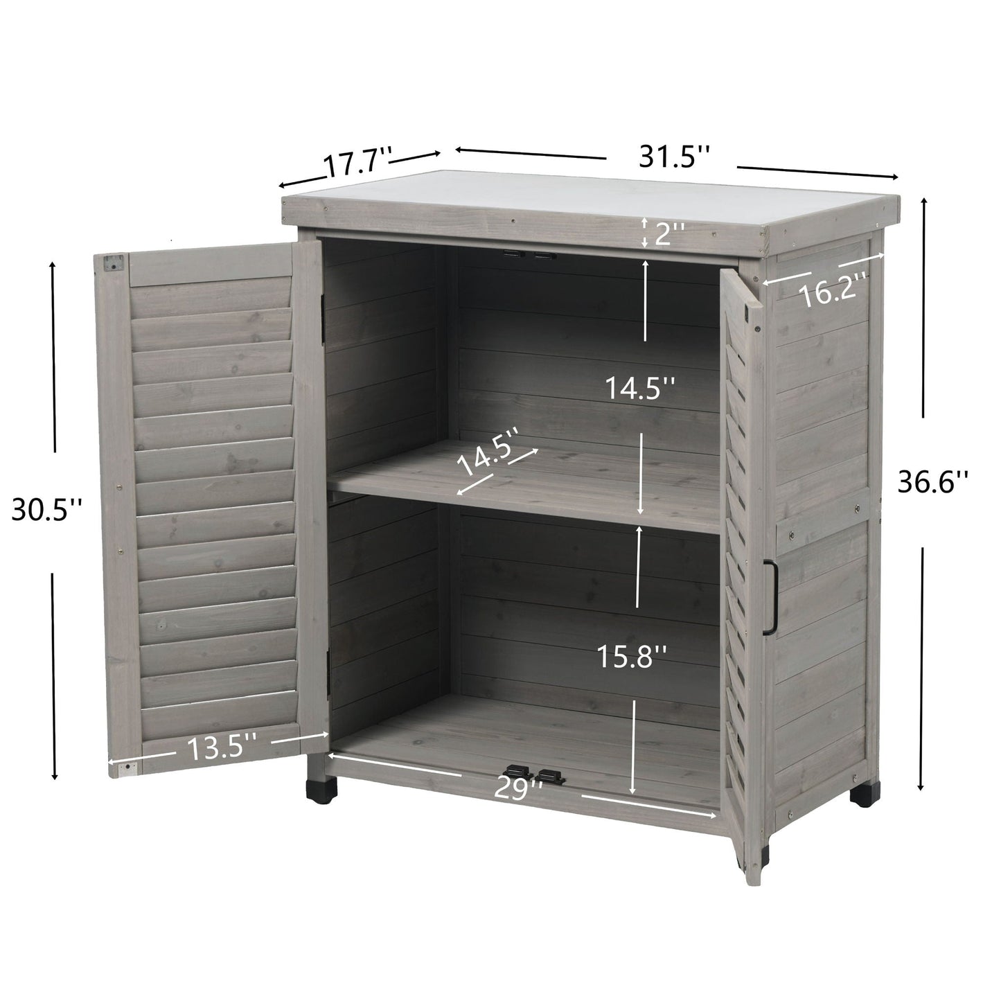 Outdoor Potting Bench With Metal Top and Cabinet