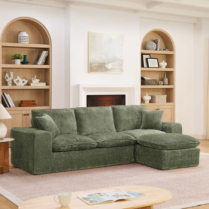 Sectional sofa with moveable ottoman in emerald green fabric, 3-piece set HouseOfZazla on Tampa Home & Garden Store