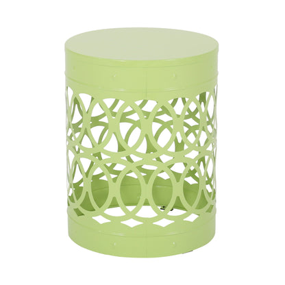 Large Outdoor Metal End Table with Floral Cut