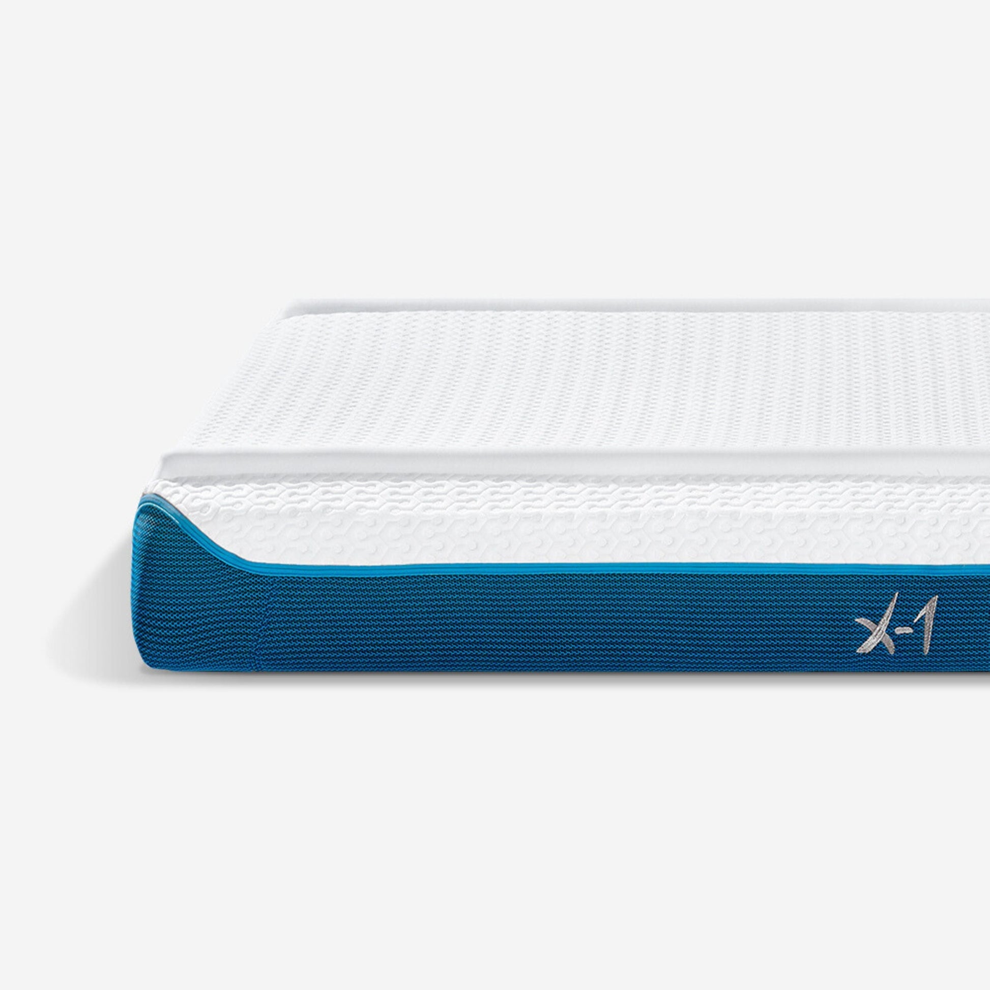 BedGear X-1 Edge Mattress Twin Boxed white textured top with blue sides and X-1 branding on Tampa Home & Garden Store