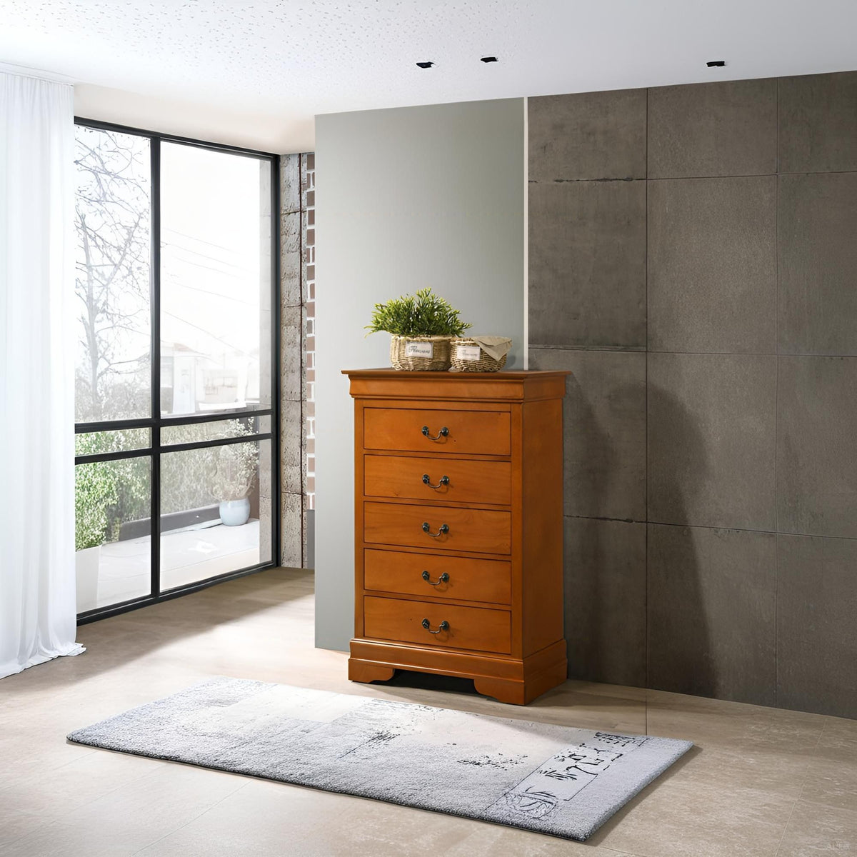 Louis Phillipe Accent Chest warm wood finish, classic styling by HouseOfZazla on Tampa Home & Garden Store