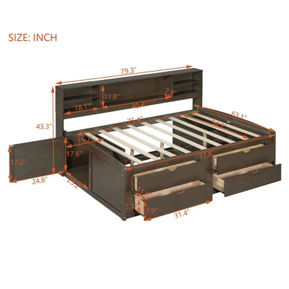 Daybed with Two Bedside Cabinets and Four Drawers