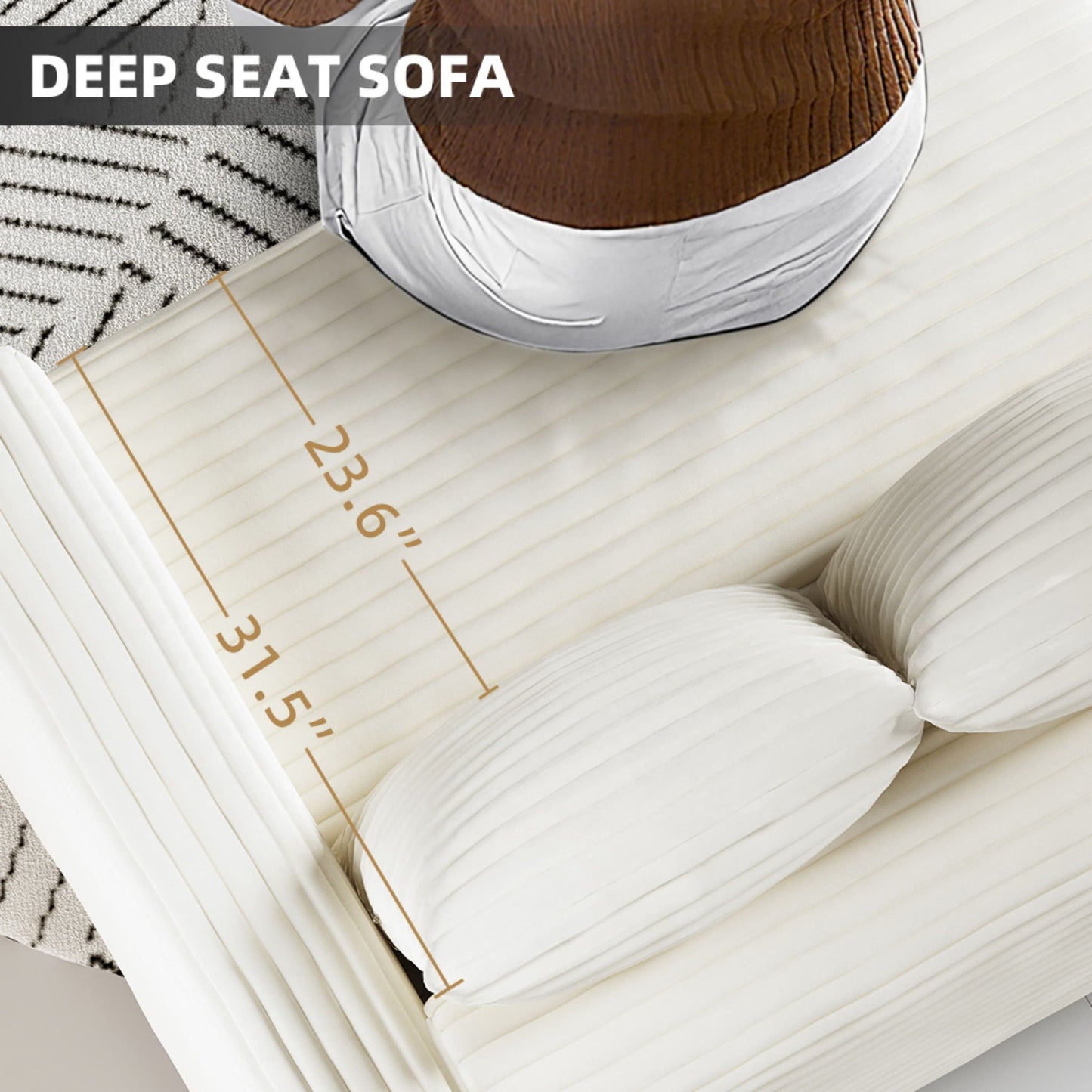 Deep Seat Sofa Bed With Ottoman and Soft Pillows