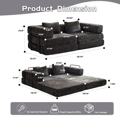 Convertible Floor Sofa Bed with Armrest