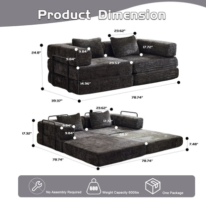 Compact Floor Sofa Bed With A Pillow And Frame