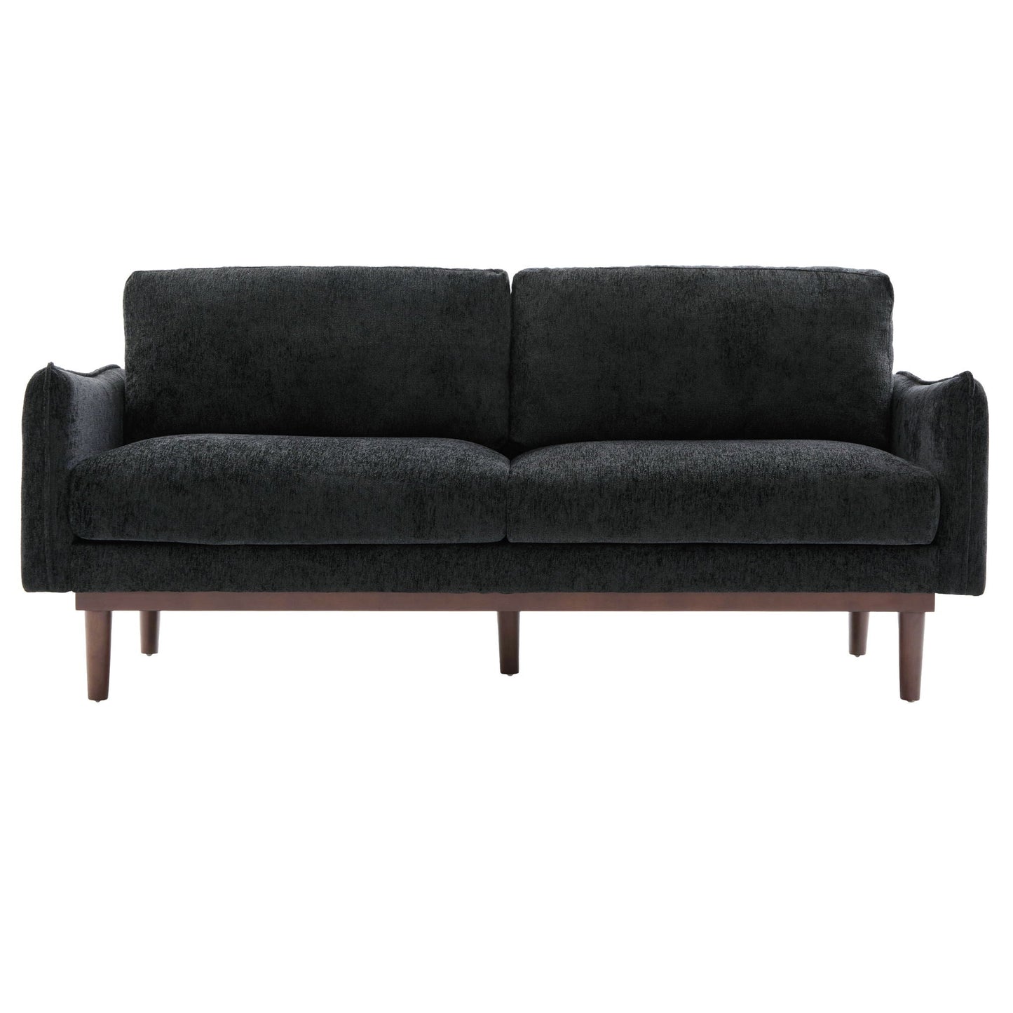 Loveseat Sofa with Spacious Seating dark charcoal plush fabric with tapered wooden legs on Tampa Home & Garden Store