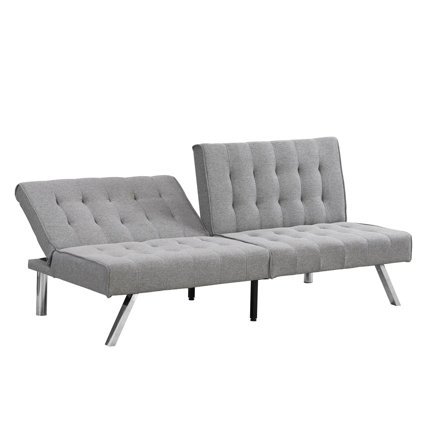 Futon Sofa Bed gray fabric with tufted cushions on Tampa Home & Garden Store
