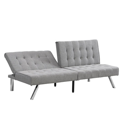 Futon Sofa Bed gray fabric with tufted cushions on Tampa Home & Garden Store