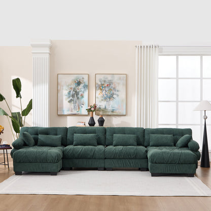U Shaped Couch Modular Sectional Sofa by HouseOfZazla in dark green upholstery on Tampa Home & Garden Store