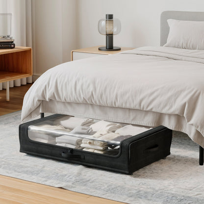 Under-bed rolling storage containers set of 2, black polyester with wheels on Tampa Home & Garden Store