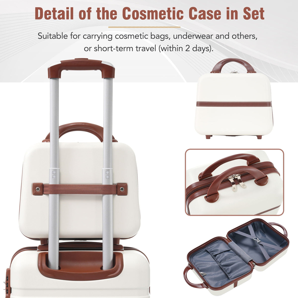 4-piece hardshell luggage set by HouseOfZazla with brown trim includes 20/24/28in spinners on Tampa Home & Garden Store