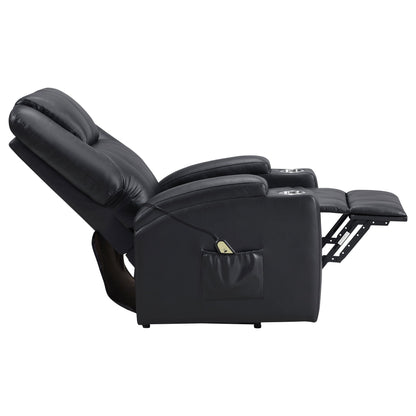 Macklin Power Lift Massage Recliner with Heat and Dual Cupholders in black leather on Tampa Home & Garden Store