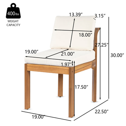 Acacia Wood Outdoor Dining Chairs Set of Two Teak