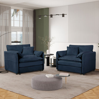 HouseOfZazla Modern Oversized Accent Chairs set of 2 in navy blue velvet on Tampa Home & Garden Store