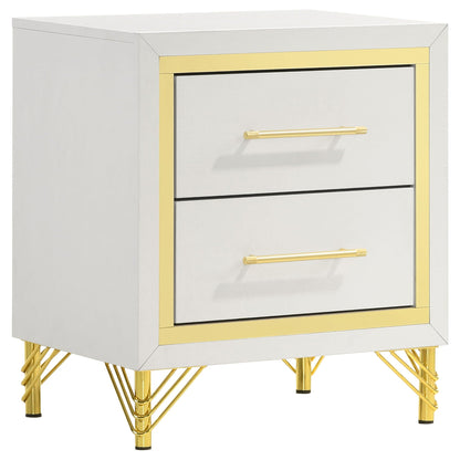 Malcolm 5-piece bedroom set dresser with wingback design, grey finish and gold trim handle on Tampa Home & Garden Store