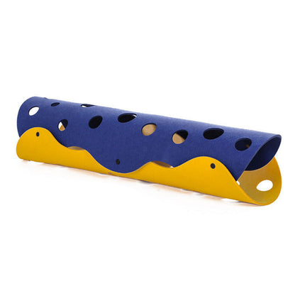 Cat tunnel toy felt collapsible tube with blue top and yellow base holes by Sell My Stuff on Tampa Home & Garden Store