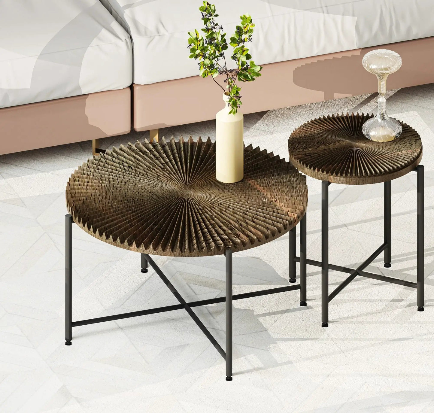Radial Pattern Coffee and End Table Cover Set