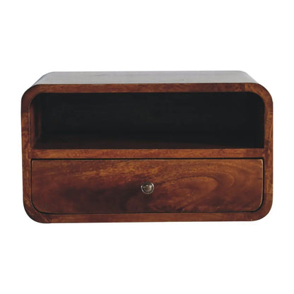 Curved Upper Slot Floating Nightstand with Drawer