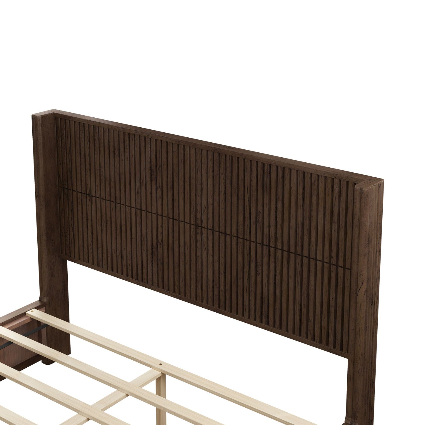 Modern Platform Bed Frame with Tall Headboard