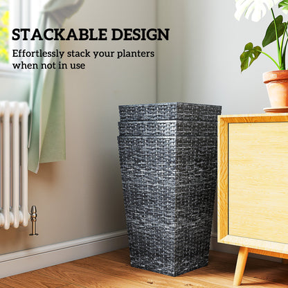 Taper planters set of 3 with drainage holes in black woven texture for indoor outdoor use on Tampa Home & Garden Store