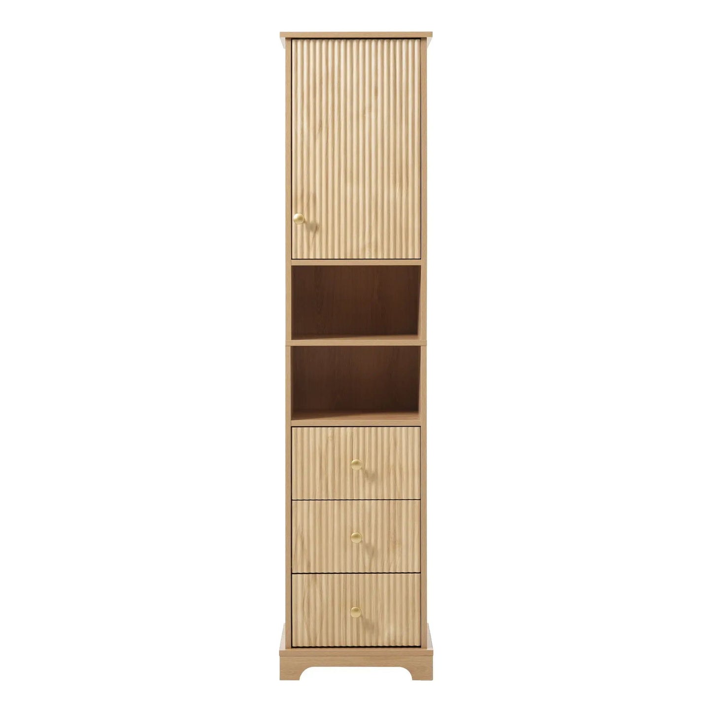 Tall Bathroom Cabinet With Door and Drawers Wood