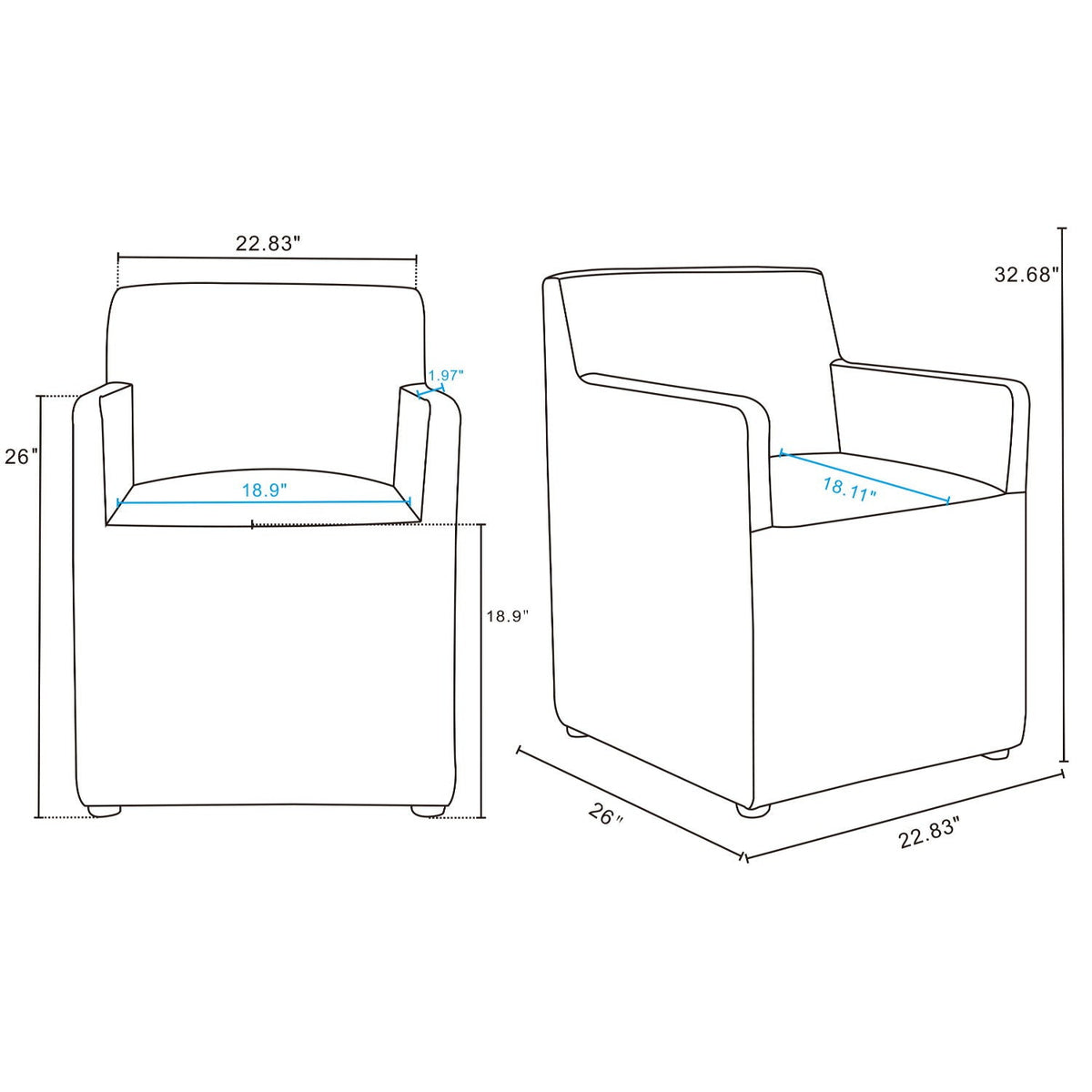 Anna Modern Square Armchair with Foam Cushion