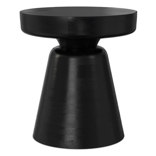 Robbie Handcrafted Accent Table round black top on a wide pedestal base on Tampa Home & Garden Store